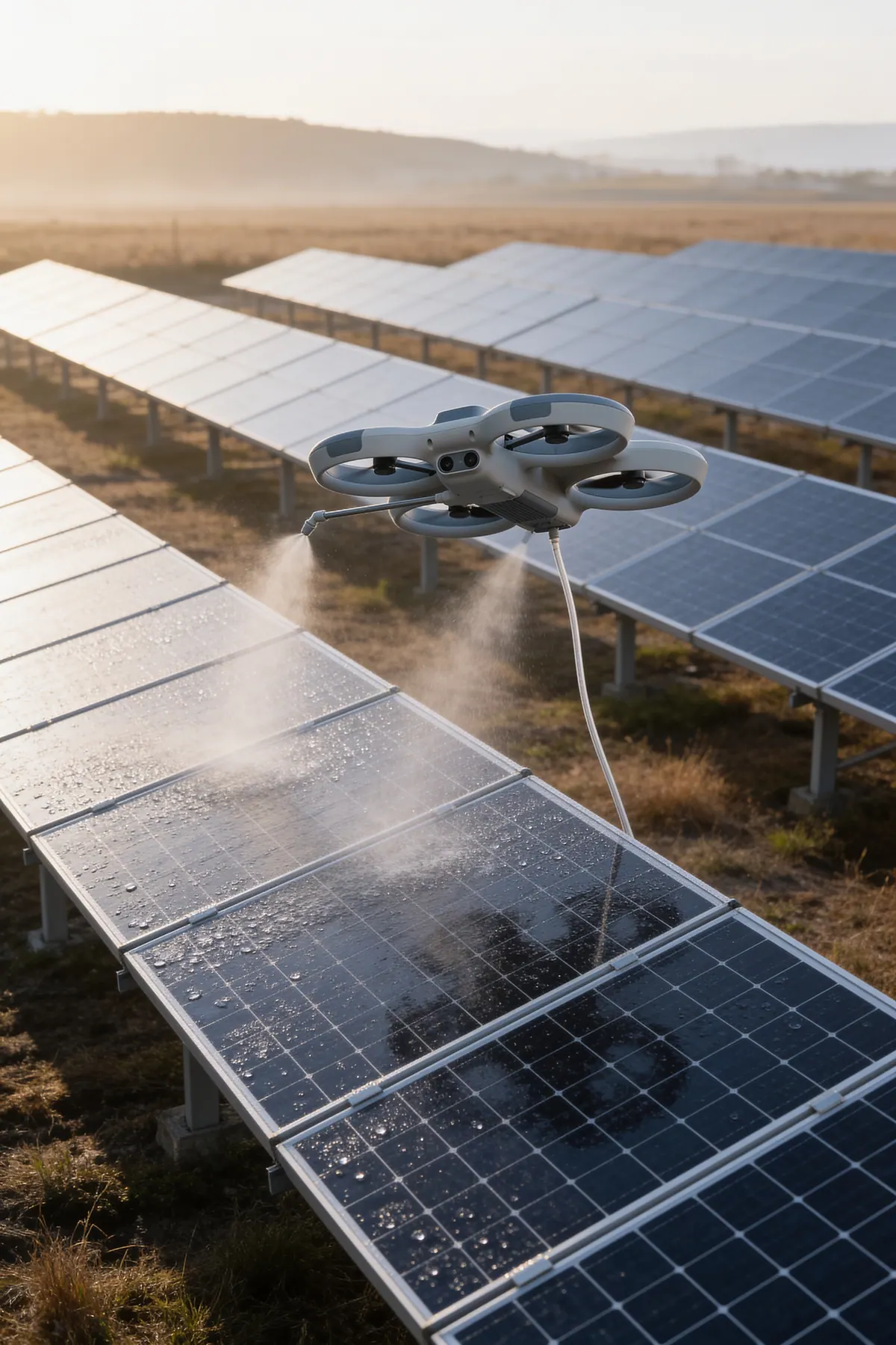 Solar farms: Panels cleaned on the interval you set, with pressure matched to the panel.